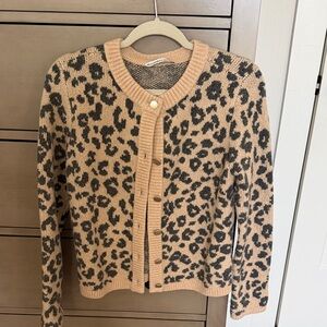 Women’s Abercrombie & Fitch Beige and Black Leopard Button-Front Cardigan